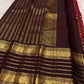 Traditional Kanchipuram Varisaipet saree in garnet wine red with heritage antique gold zari craftsmanship