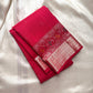 Vibha Tomato deep pink Red  - A Deep Plum Pure Kanchipuram Silk Saree Blending the Grandeur of South Indian Weaving with Paithani-Inspired Floral Zari Borders and a Lustrous Rose Gold zari Pallu