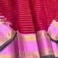 Peony Sringara Velthari — Pure Kanchipuram Silk Saree
Rani magenta body with gold velthari stripes and peony-pink chevron zari border
Silk Mark Certified • Free Shipping within USA • Ships in Two Weeks ✅