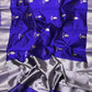 Pure silk Chanderi handloom striking purple shot indigo sona roopa silver gold butti saree