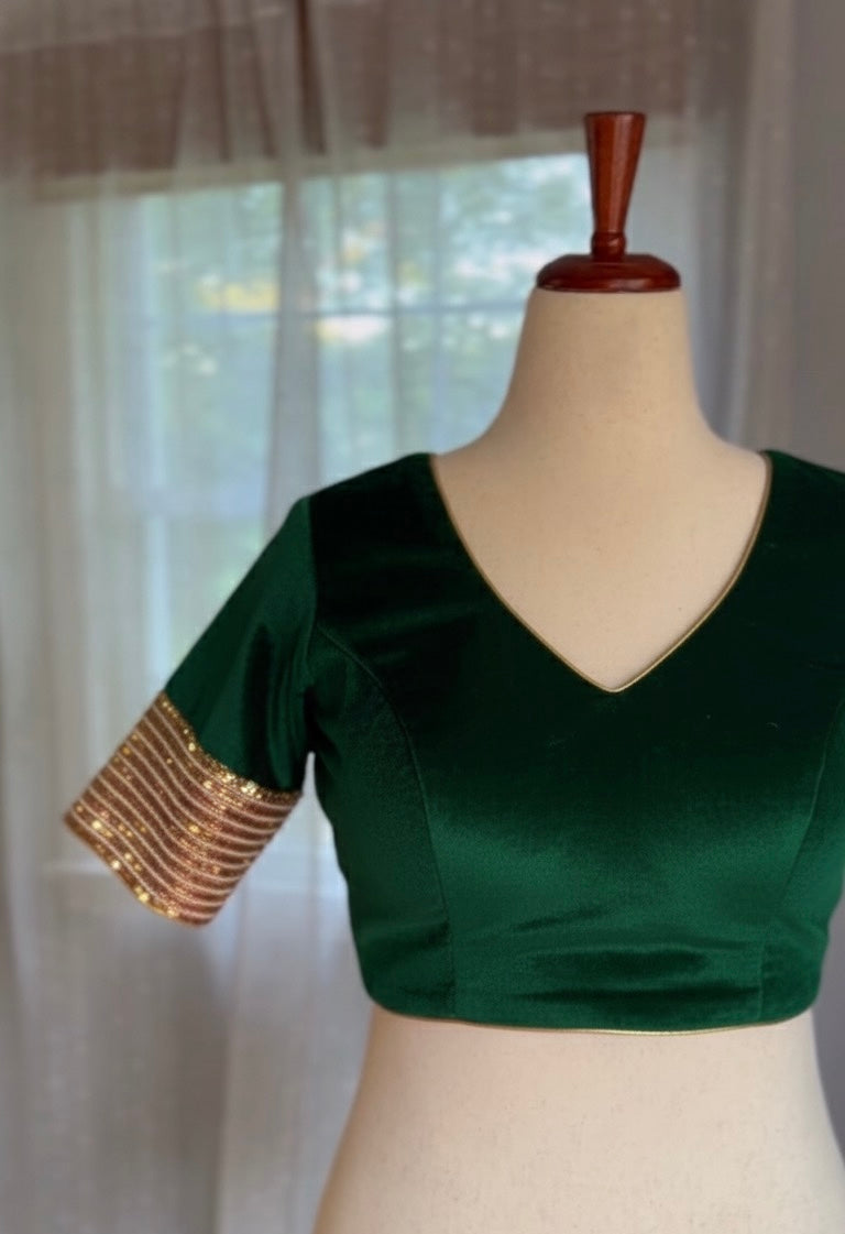 Velvet Sitara — Premium Winter Velvet Blouse
Soft Cotton Lined · Adjustable Fit · Sequin-Embroidered Sleeves
A Warm, Elegant Essential for Festive & Saree Styling