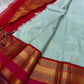Sky Blue Vairaoosi — Pure Silk Kanchipuram Saree
Rani Pink Korvai Border & Red Brocade Pallu
Silk Mark Certified • Free USA Shipping • Ships in Two Weeks