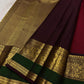 Deep brown korvai vanasringaram border on arakku red Kanchipuram pure silk saree — Idam Living
