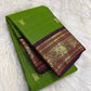 Kili Pachai Green Pure Silk Kanjivaram Peacock Butta Saree with Plum Zari Border – view 3