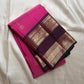 Anvitha – Magenta & Pink Shot Kanchipuram Pure Silk Saree
Glowing dual-tone silk body in radiant magenta and pink
Paired with a rich brown rettapet border featuring peacocks & floral vines in gold zari