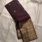 Brown Zari kattam with ornate border pure silk Kanchipuram with mayil chakram zari butta and detailed Pallu