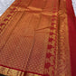 Red Vairaoosi Maan — Pure Silk Kanchipuram Saree
Vibrant crimson-red body in fine vaira oosi weave with gold maan (deer) motifs 🦌
Antique-gold zari borders, copper brocade pallu & dark selvedge detailing ✨
Silk Mark Certified • Free USA Shipping • Ships