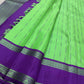 Varsha – Parrot Green & Purple Pure Silk Kanchipuram Saree with Rain-Inspired Thread Buttas - Zari less silk thread version
