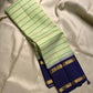 Cardamom veldhari Stripes – Pure Silk Kanchipuram Saree
Refreshing Cardamom Green Body with Stripes 🌿
Deep Purple Contrast Border in Rich Zari Weave ✨
Temple Motif Edging & Grand Lattice Pallu
Silk Mark Certified | ships two weeks