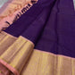 Kurinji – Regal Purple Zari Kattam Pure Kanchipuram Silk Saree with Peach Pink Border & Pallu, Intricate Zari Detailing, Matching Blouse Fabric (Silk Mark Certified, Handloom, Free USA Shipping)
