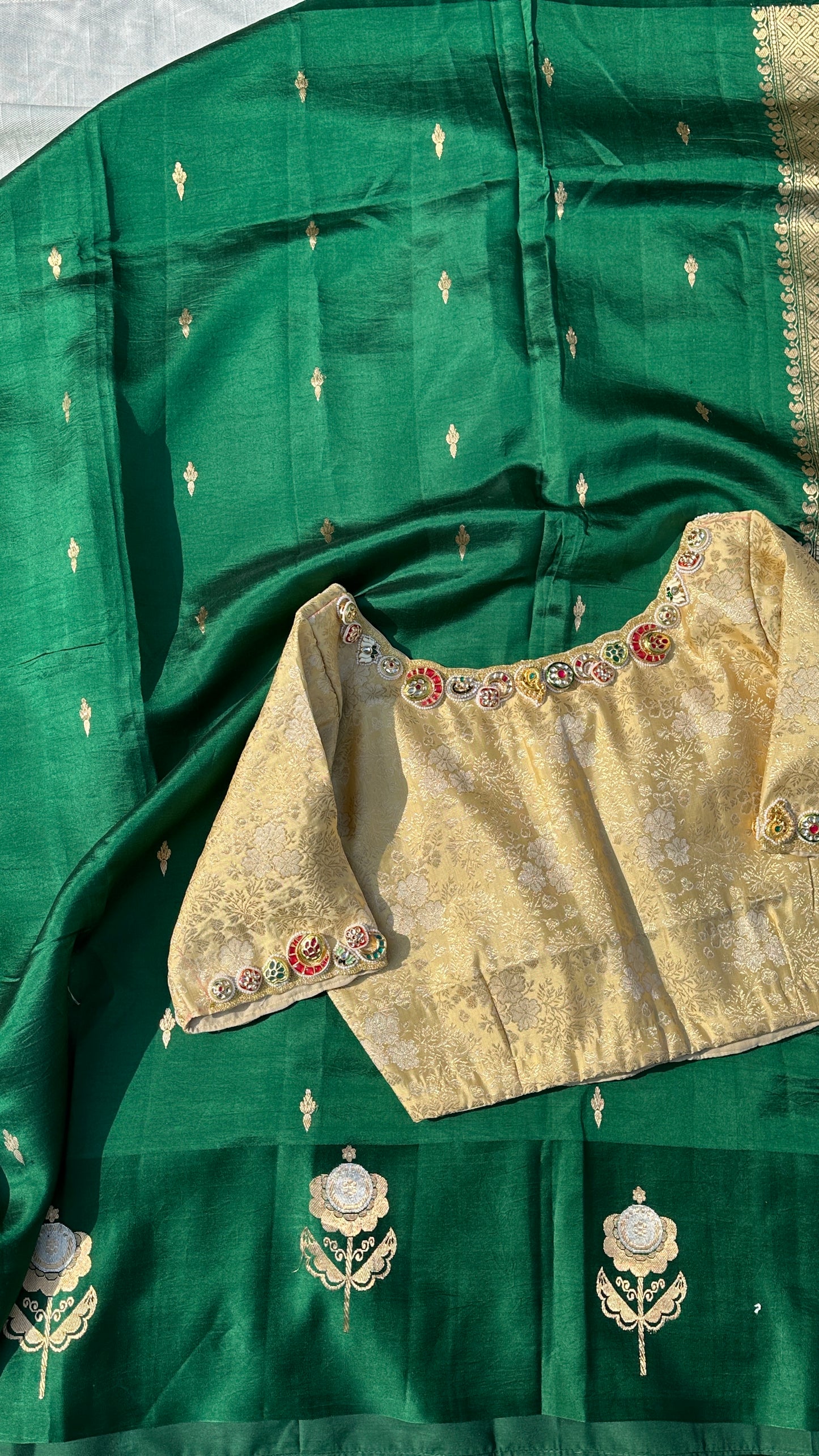 Banarasi blouse embroidered with meenakari work