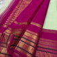 Sakthi ✨
Pistachio-Mint Oosi-Line Kanchipuram Silk
Rani-Pink Korvai Maanga Zari Border
Grand Gold Brocade Pallu
Silk Mark Certified | Handloom Heirloom