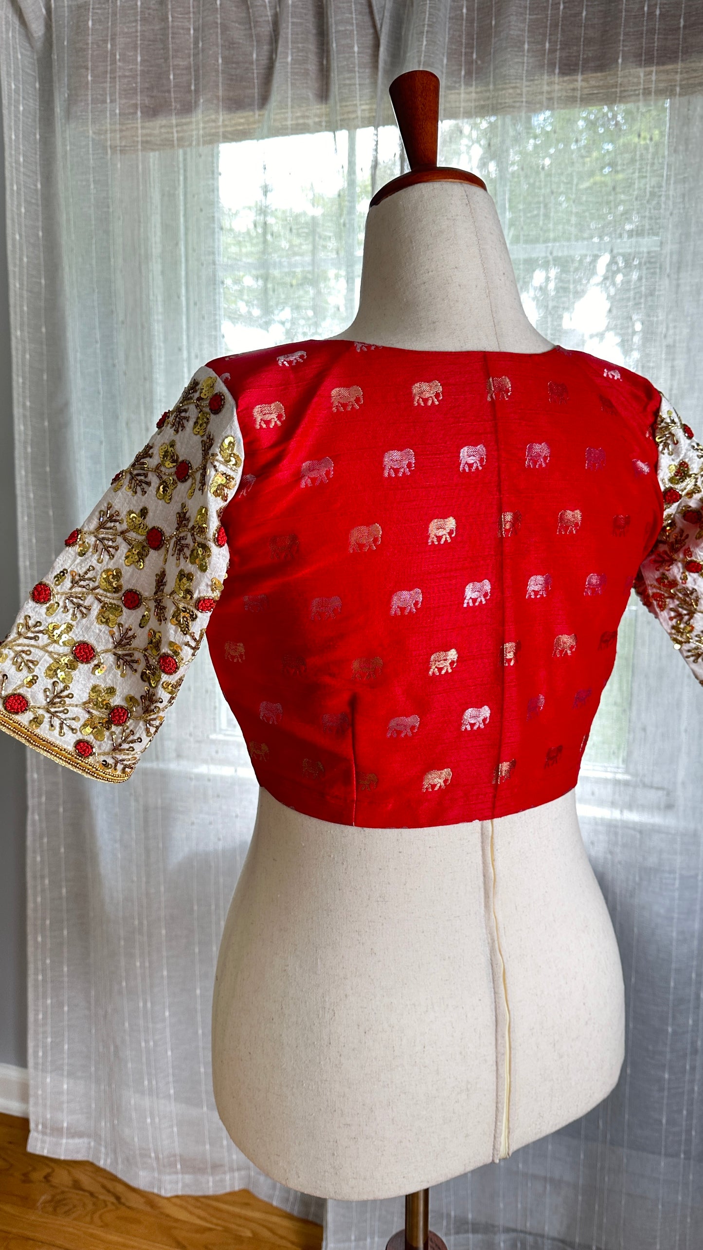 Ruby - Red Banarasi embroidered blouse