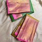 The color of “festive” vibrant golden sampanga with a pink border and Pallu pure silk Kanchipuram saree bavanji rettapet vanasringaram border