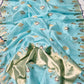 Full Aqua Blue Pattu Silk Chanderi saree with spaced multicolour woven motifs and detailed border