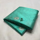 Aqua Turquoise Handloom Pattu Silk Chanderi Saree with silver floral buttas and deep green accents