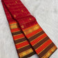 Arakku Red Handwoven Pure Silk Kancheepuram Saree with Zari Kattam Body and Grand Varisaipet Border