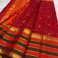 Arakku Red Handwoven Pure Silk Kancheepuram Saree with Zari Kattam Body and Grand Varisaipet Border