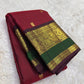 Arakku Red and Deep Green Handwoven Pure Silk Kanchi Pattu Saree with Kamalam Mayil Butta and Silk Thread Zari Border