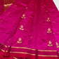 Pure silk Chanderi handloom vibrant pinck saree with red border