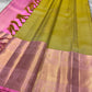 The color of “festive” vibrant golden sampanga with a pink border and Pallu pure silk Kanchipuram saree bavanji rettapet vanasringaram border