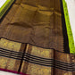 Kili Pachai — Pure Silk Kanchipuram Saree
Parrot-Green Body with Gold Buttas ✨
Black Korvai Borders with Peacock Medallions 🦚
Black Brocade Pallu • Contrast Black Blouse with Zari 🌸
Silk Mark Certified • Free Shipping within USA • Ships in Two Weeks