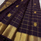 Midnight Plum Kattam Royale
Pure Kanchipuram Silk · Gold Zari Woven Grid
Temple Buttas + Majestic Zari Border Ensemble