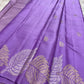 Lavender- Pure silk Kanchipuram handloom saree with contemporary gold and silver Zari leaf motifs on border and Pallu
