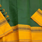 Maragatham & Mustard — Pure Silk Kanchipuram Saree
Emerald-green body with mustard korvai borders & floral medallion vines, varisaipettu pallu with tassels.
Silk Mark Certified • Ships in Two Weeks • Free USA Shipping ✅
