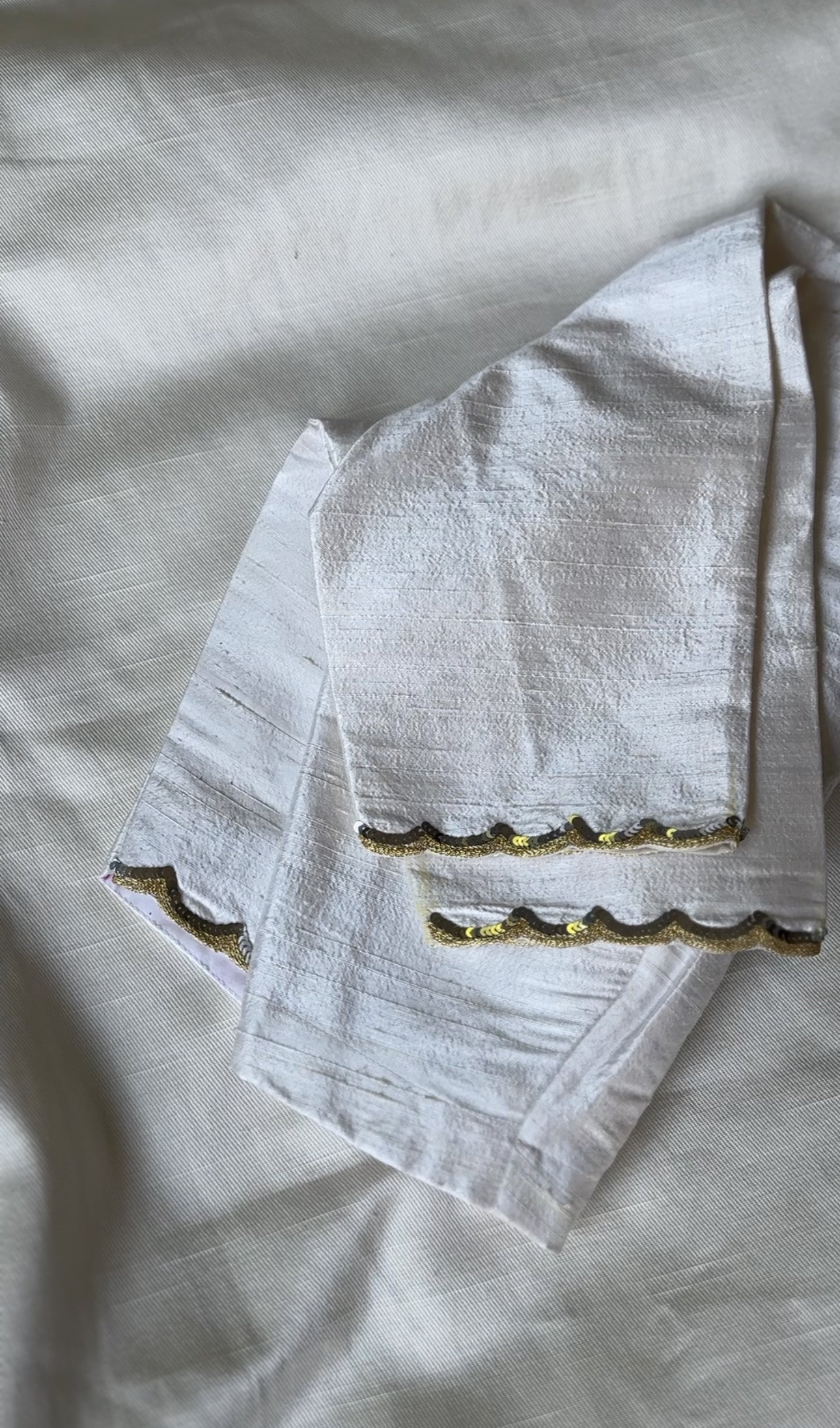 White  raw silk embroidered blouse