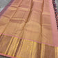 Kurinji – Regal Purple Zari Kattam Pure Kanchipuram Silk Saree with Peach Pink Border & Pallu, Intricate Zari Detailing, Matching Blouse Fabric (Silk Mark Certified, Handloom, Free USA Shipping)