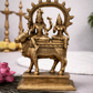 Pure brass Shiva Parvati seated on Nandi statue 9 inch height solid brass divine couple sculpture