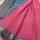 Varnam – Pastel Pink Kanchipuram Silk Saree with Sky Blue Rudraksha Border & Grid Zari Pallu | Baby Kamalam Buttas | Pure Handloom Elegance