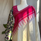 "Charu" collection - Ikat and kalamkari blouse in pink,green and white