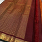 Rust Orange Oosikattam ✨ – Pure Kanchipuram Silk Saree in Burnished Rust-Orange Gold with Zari Checks, Maroon Korvai Border & Grand Brocade Pallu – Silk Mark Certified, Fall & Pico Done, Blouse Stitching Available, Free USA Shipping – Perfect for Diwali
