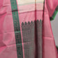 Ivory & Lotus Pink No-Zari Kanchipuram Silk Saree