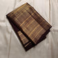 Brown Zari kattam with ornate border pure silk Kanchipuram with mayil chakram zari butta and detailed Pallu