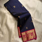 Sita parinayam envisioned in pure silk Kanchipuram elegance deep blue with magenta