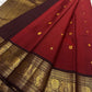 Sienna Red Mayuri Butta — Pure Kanchipuram Silk
Sienna-red body with zari mayuri buttas & antique gold border
Contrast coffee-brown pallu in rich zari jaal • Silk Mark Certified • Free USA Shipping
