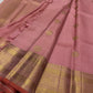 Malini – Pale Pink Pure Silk Kanchipuram Saree with 4G Gold Zari Lotus Buttas and Temple Motif Border
A delicate pale pink drape handwoven in pure silk with shimmering 4G gold zari lotus buttas all over the body.
