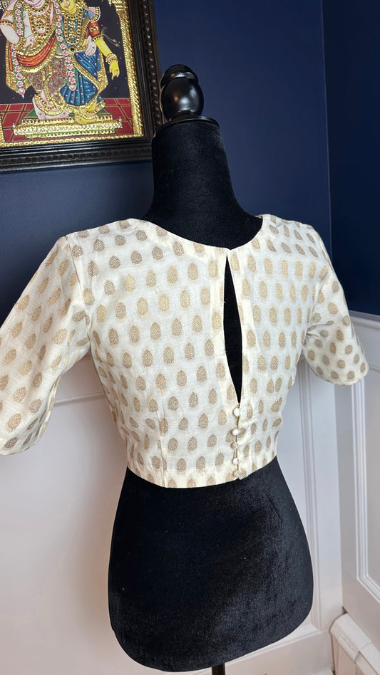 Cream and gold Silk cotton blouse