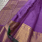 Challani – Regal Purple Kanchipuram Silk Saree with Zari Checks and Buttas & arai maadam Border and rudrakshapet with muthu seer