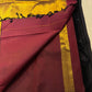 Kanchipuram Ettukol pallu with bold gold temple flame motifs in full breadth — full spread