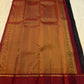 Black and red handwoven pure silk Kanchipuram Zari Kattam saree — full overview