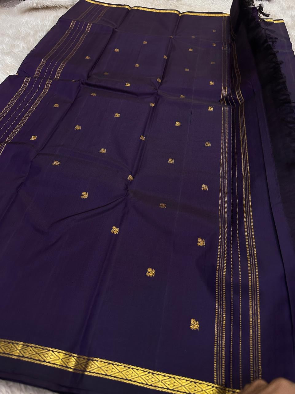 Nila Deepam Purple Butta Kanchipuram Silk Saree