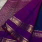 Purple Allure – Pure Kanchipuram Silk Saree
Peacock-blue body adorned with petite zari floral buttas 🌸
Contrast royal-purple border with grand elephant procession 🐘
Rich zari brocade pallu in floral motifs ✨

Silk Mark Certified, delivery in 2 weeks