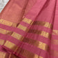 vasantham  pink – Handwoven Kanchipuram Silk Saree
A poem in pink silk. The body glows in a serene rose pink, softly accented by delicate gold vertical lines and dainty gold zari buttas that glint like little blessings.