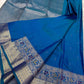 Vibha  peacock blue green shot double color Pure Kanchipuram Silk Saree Blending the Grandeur of South Indian Weaving with Paithani-Inspired Floral Zari Borders and a Lustrous Rose Gold zari Pallu