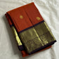 Rust orange Terracotta, Yanai Butta
 — Coffee Brown Korvai Kanchipuram
Deep coffee-brown korvai borders with wide antique-gold kaddi & floral vines
Silk Mark Certified | Free Shipping within USA | Ships in Two Weeks
Blouse Stitching available $30