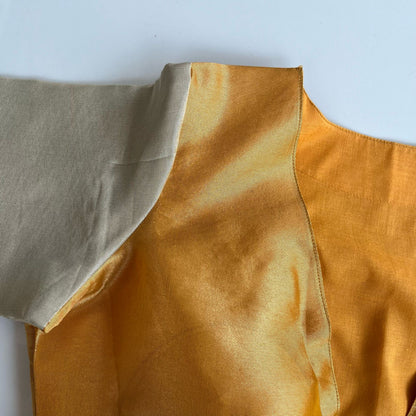 “Riva” - Pure tissue silk blouse - gold with silver sleeves